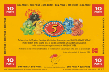 Coupon depicting 5 beanies - French
