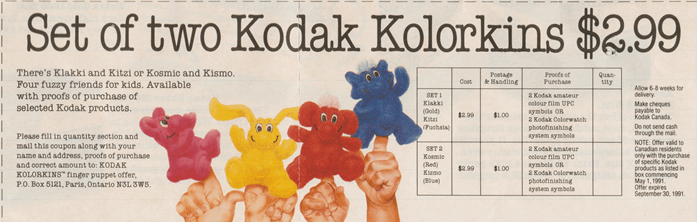 Order form for finger puppets